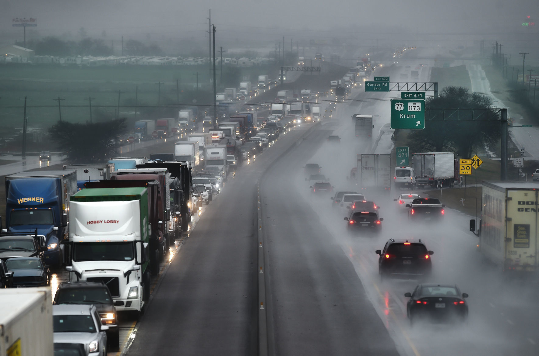 Slow, rainy drive